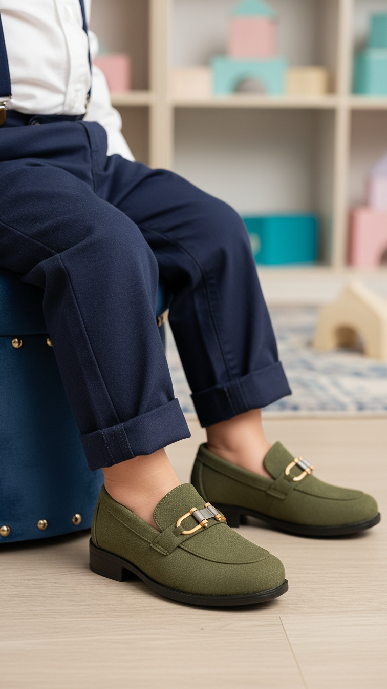 Boys Green Formal Shoes KD2497