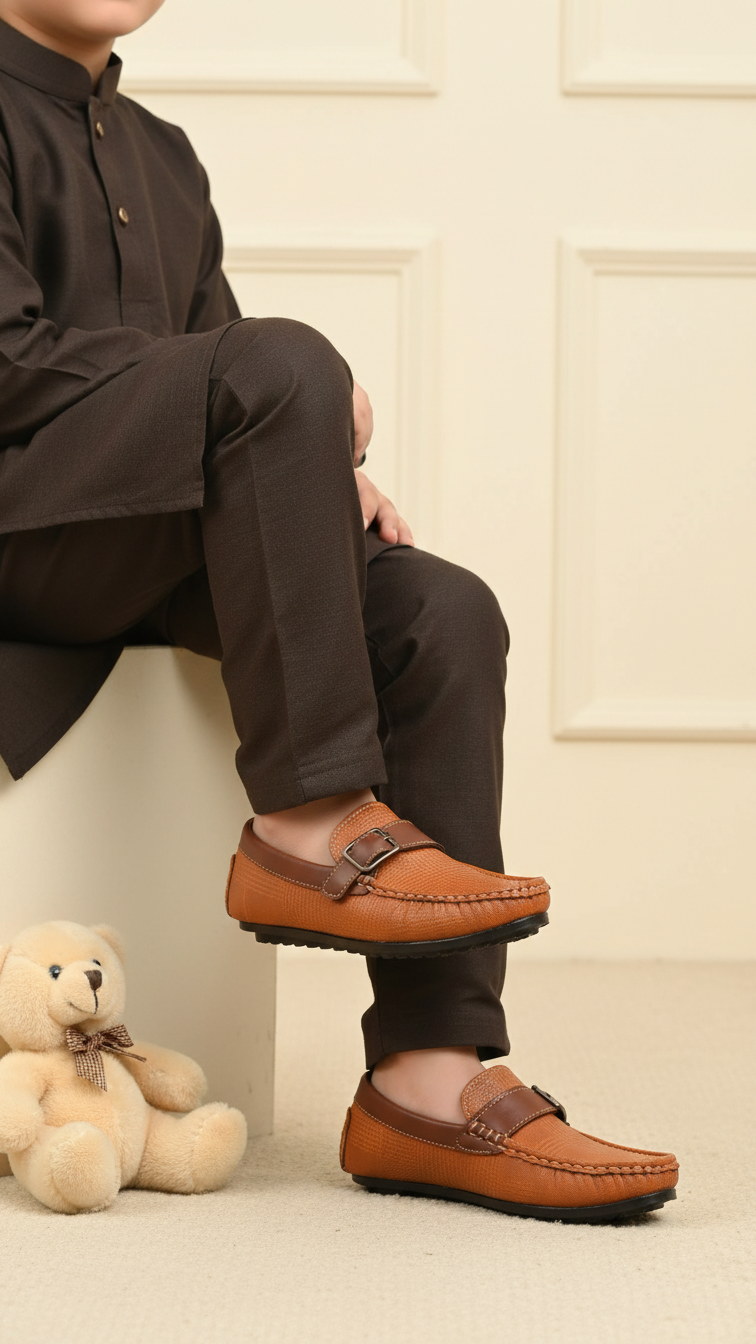 Boys Brown Formal Moccasin KD2505