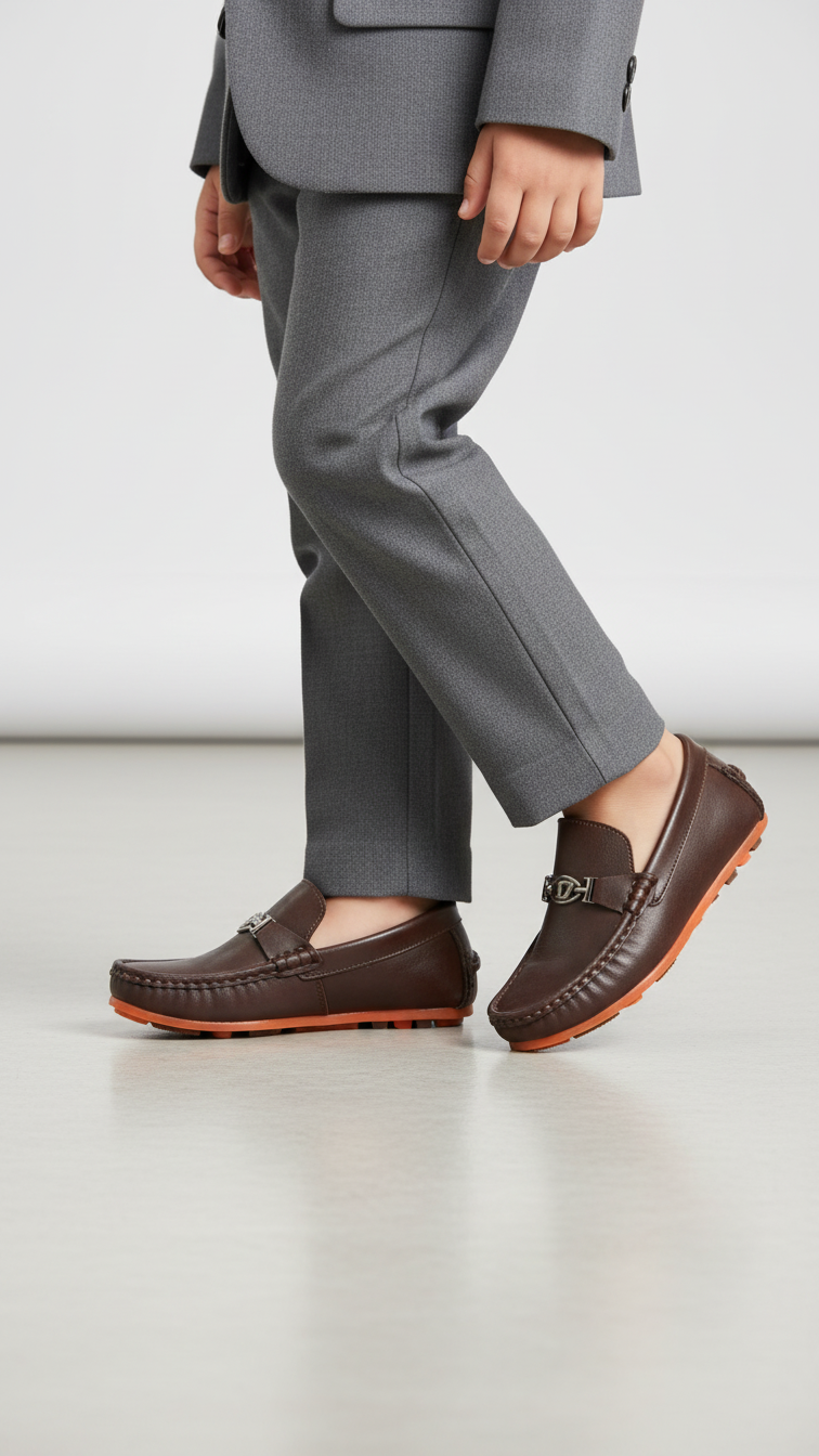 Boys Brown Formal Moccasin KD2518