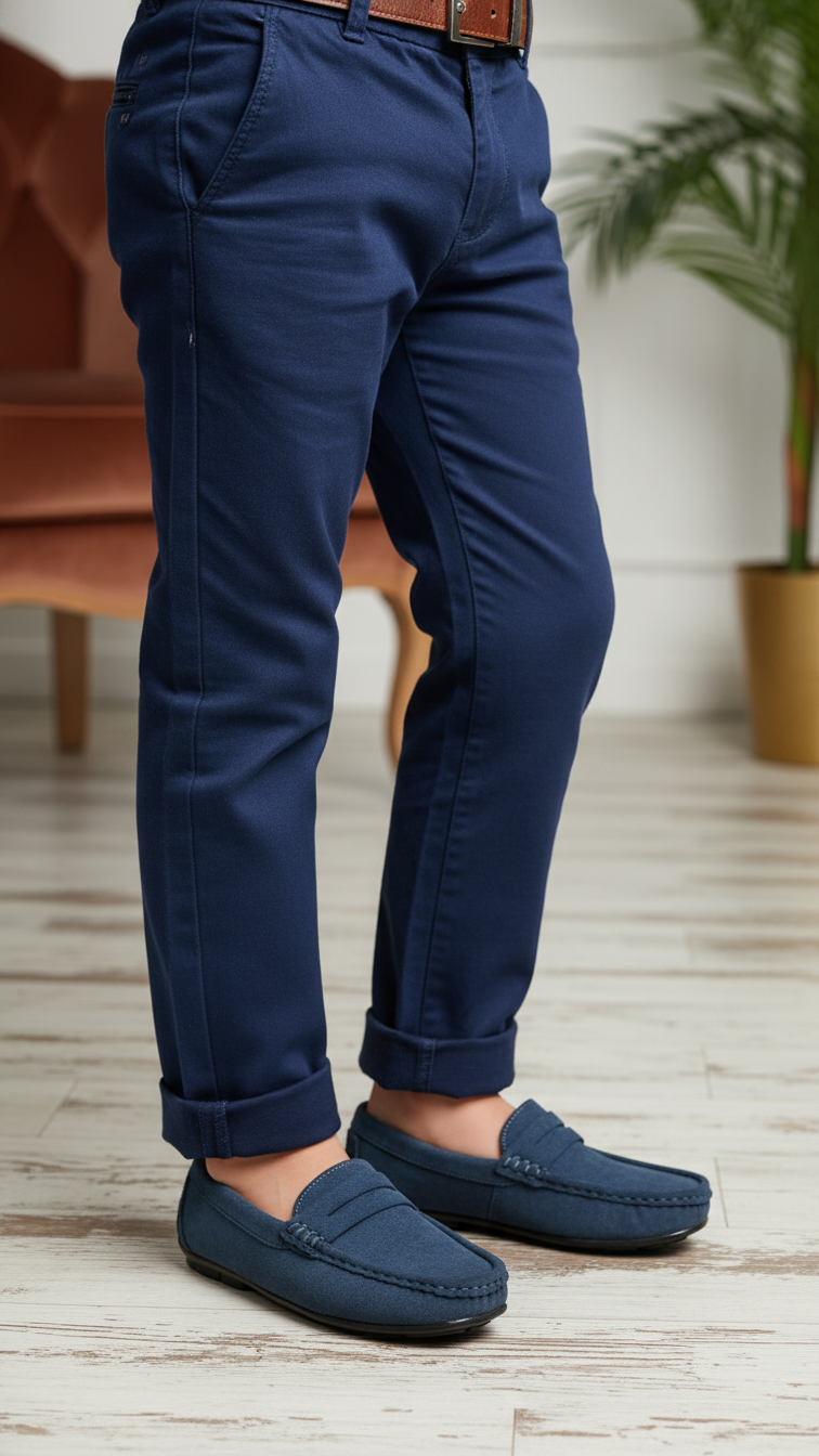 Boys Navy Formal Moccasin KD2525