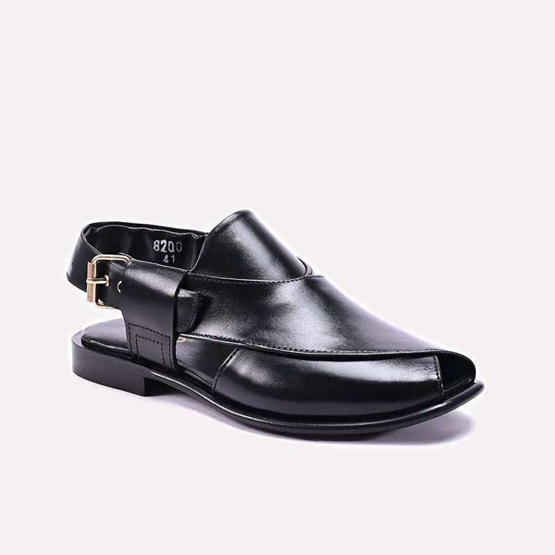 mens_glossy_black_peshawari_kheri_0141070_1 Black Peshawari Chappal - Image 1