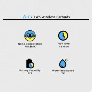 Air 7 TWS Wireless Earbuds in Black — side view