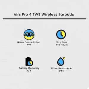 Airs Pro 4 TWS Wireless Earbuds in White — side view