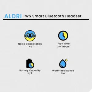 ALDRI TWS Smart Bluetooth Headset in Silver — side view