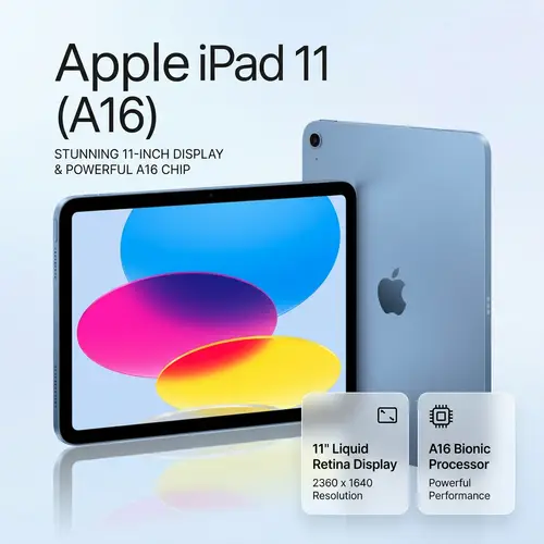 Apple iPad 11 (A16) in Blue — front view