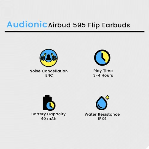 Audionic Airbud 595 Flip Earbuds in Metallic Grey — side view