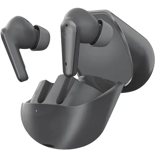 Audionic Airbud 595 Flip Earbuds in Metallic Grey — front view
