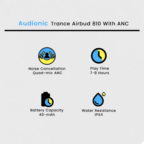 Audionic Trance Airbud 810 With ANC in Black — side view