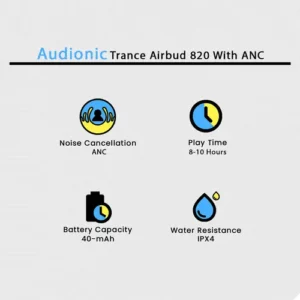 Audionic Trance Airbud 820 With ANC in Black — side view
