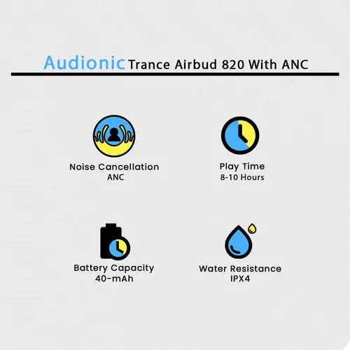 Audionic Trance Airbud 820 With ANC in Black — side view