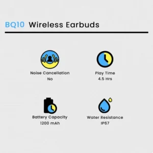BQ10 Wireless Earbuds in Black — side view