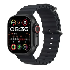 Crown S500 Smart Watch With Earbuds in Black — front view