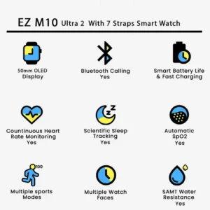 EZ M10 Ultra 2 With 7 Straps Smart Watch in Silver — side view