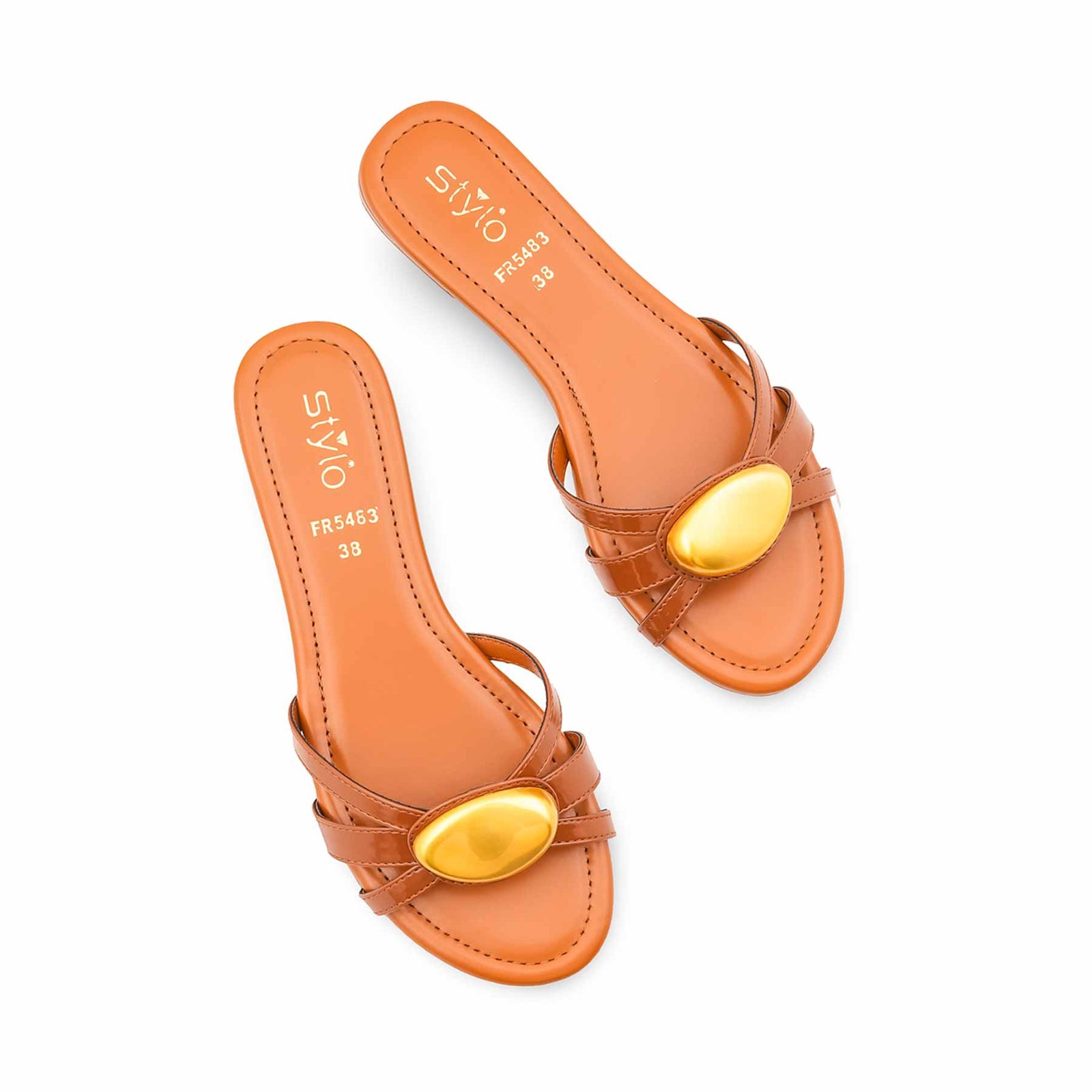 Tan Formal Slipper FR5483 — pair top-down view