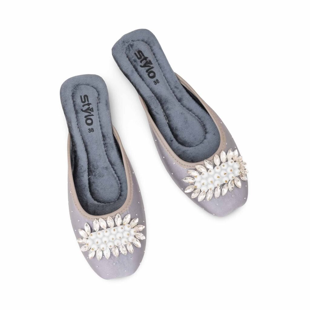 Grey Ethnic Back Open Khussa For Women EC8596 view 6