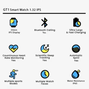 GT1 Bluetooth Calling Smartwatch in Black — side view