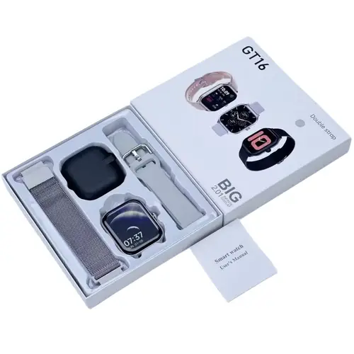 GT16 Dual Straps Smart Watch in Silver — front view