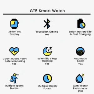 GT5 Smart Watch in Black — side view