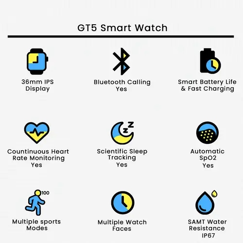 GT5 Smart Watch in Gold — side view