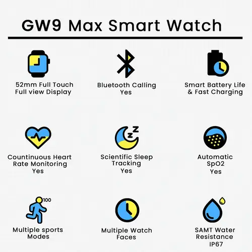 Gw9 Max Smart Watch in Black — side view
