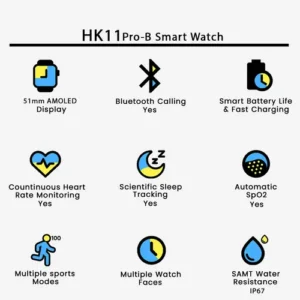 HK11 Pro-B Smart Watch in Black — side view