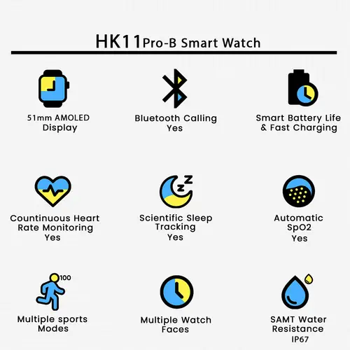 HK11 Pro-B Smart Watch in Gold — side view