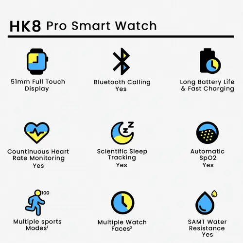 HK8 Pro Smart Watch in Orange — side view