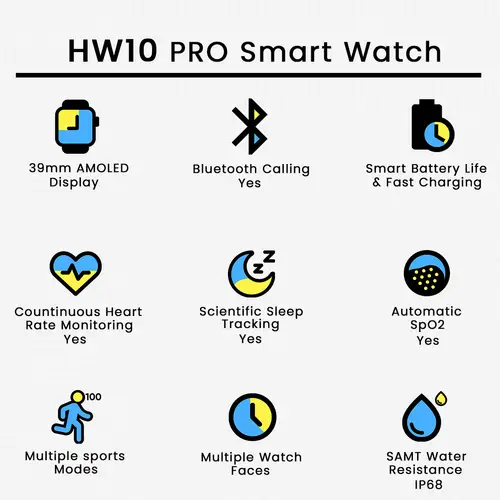 HW10 Pro Smartwatch in Black — side view