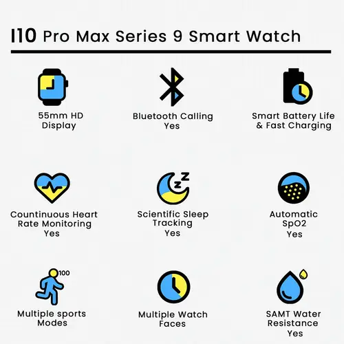i10 Pro Max Series 9 Smart Watch in Silver — side view