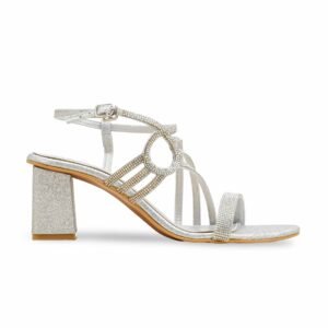 Silver Fancy Sandal For Women FN6180
