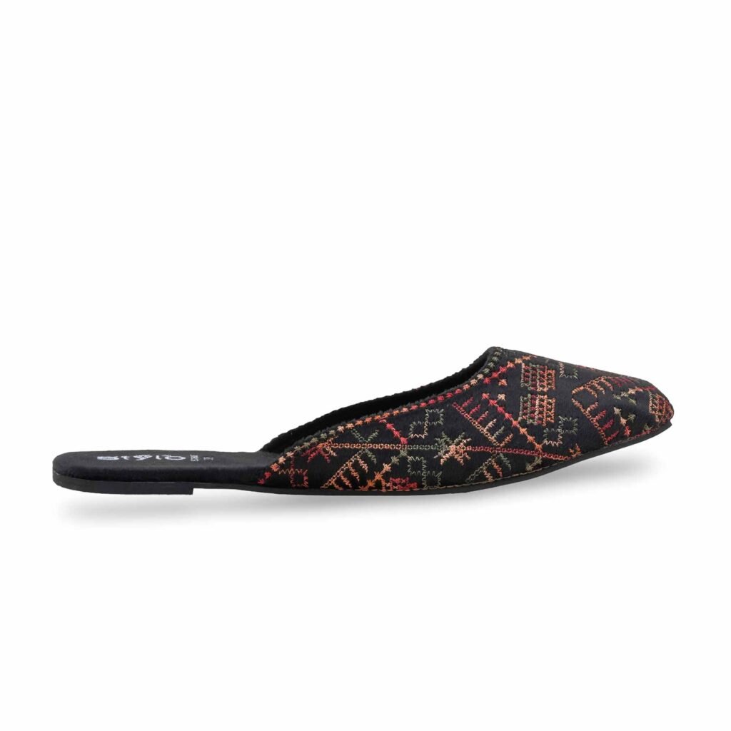 Black Ethnic Back Open Khussa For Women EC8602