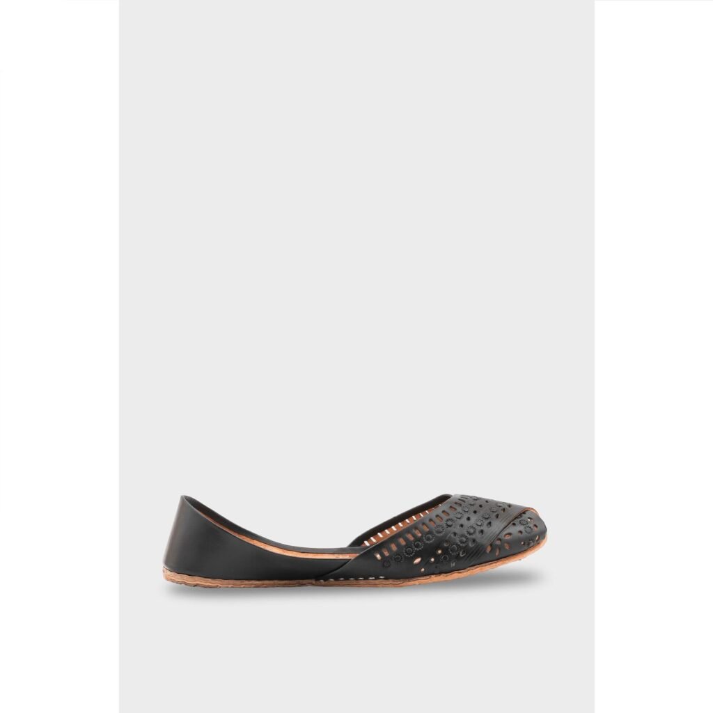 Black Leather Khussa EC8639