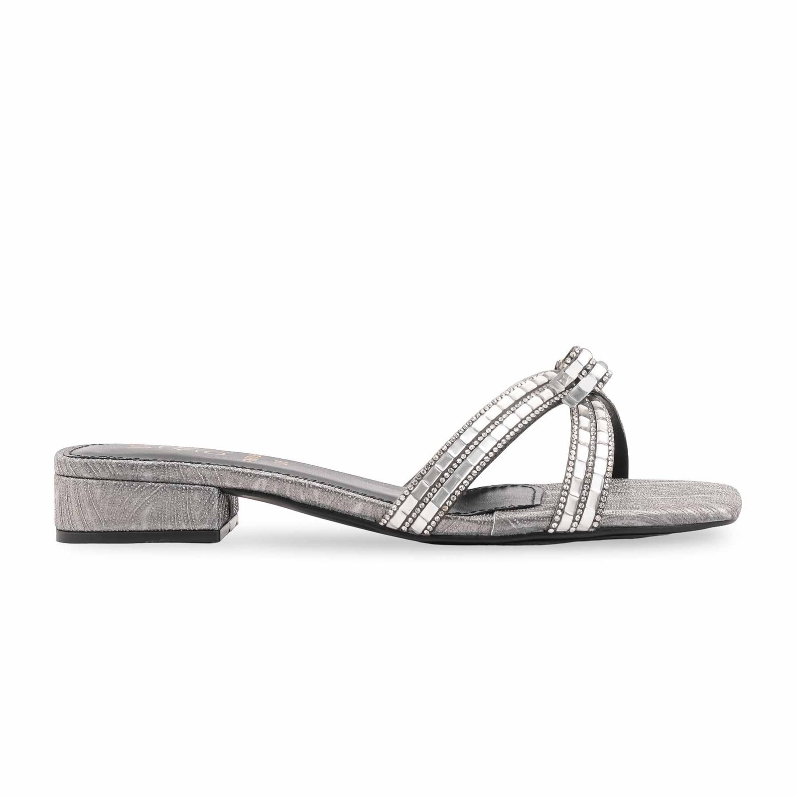 Silver Fancy Slipper For Women FN8038