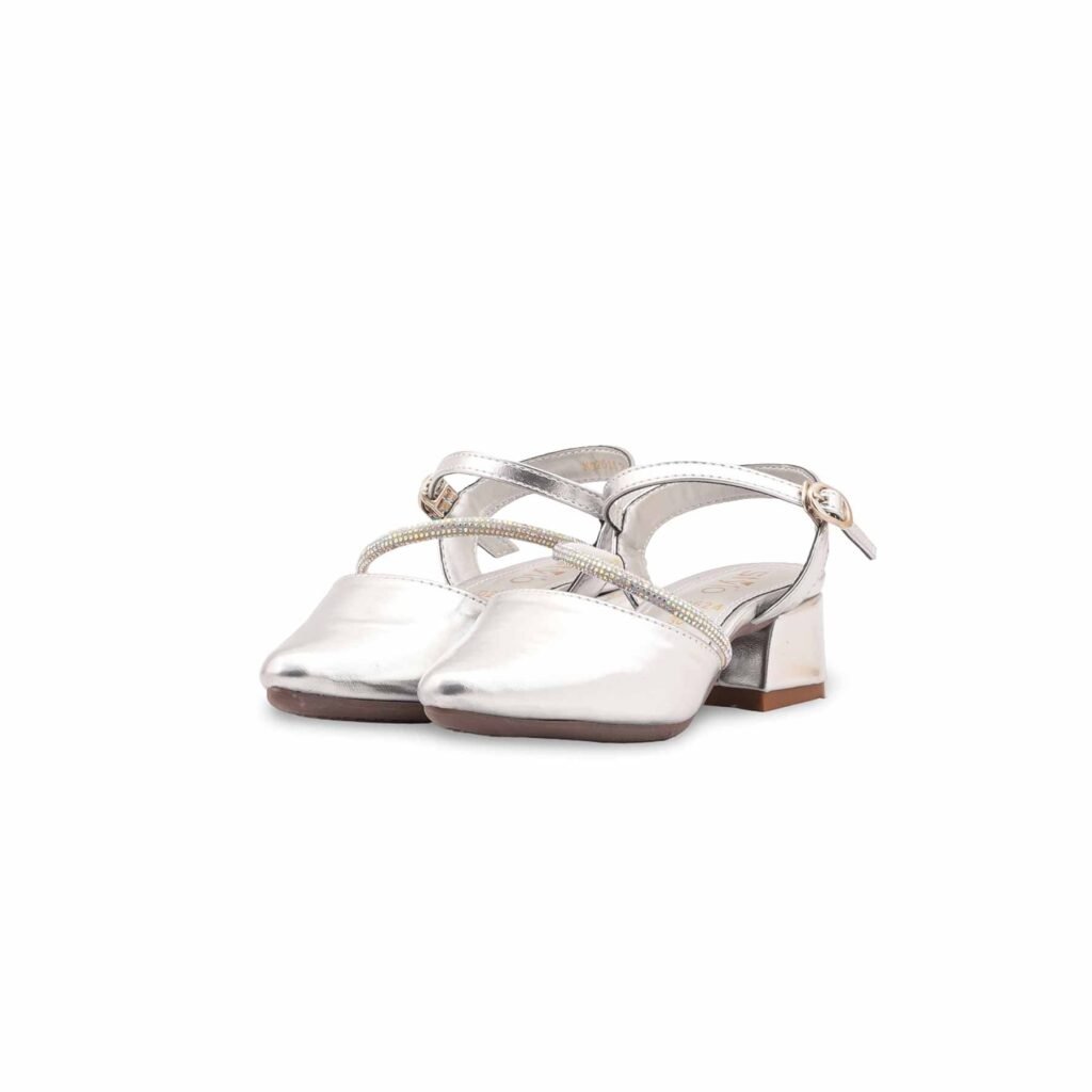 Girls Silver Fancy Pumps KD2624 - view 2