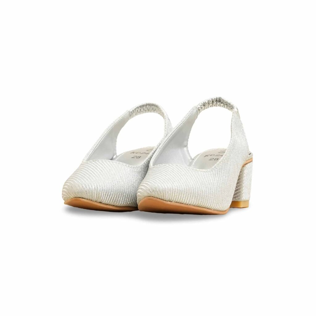 Girls Silver Fancy Court Shoes KD2492 - view 2
