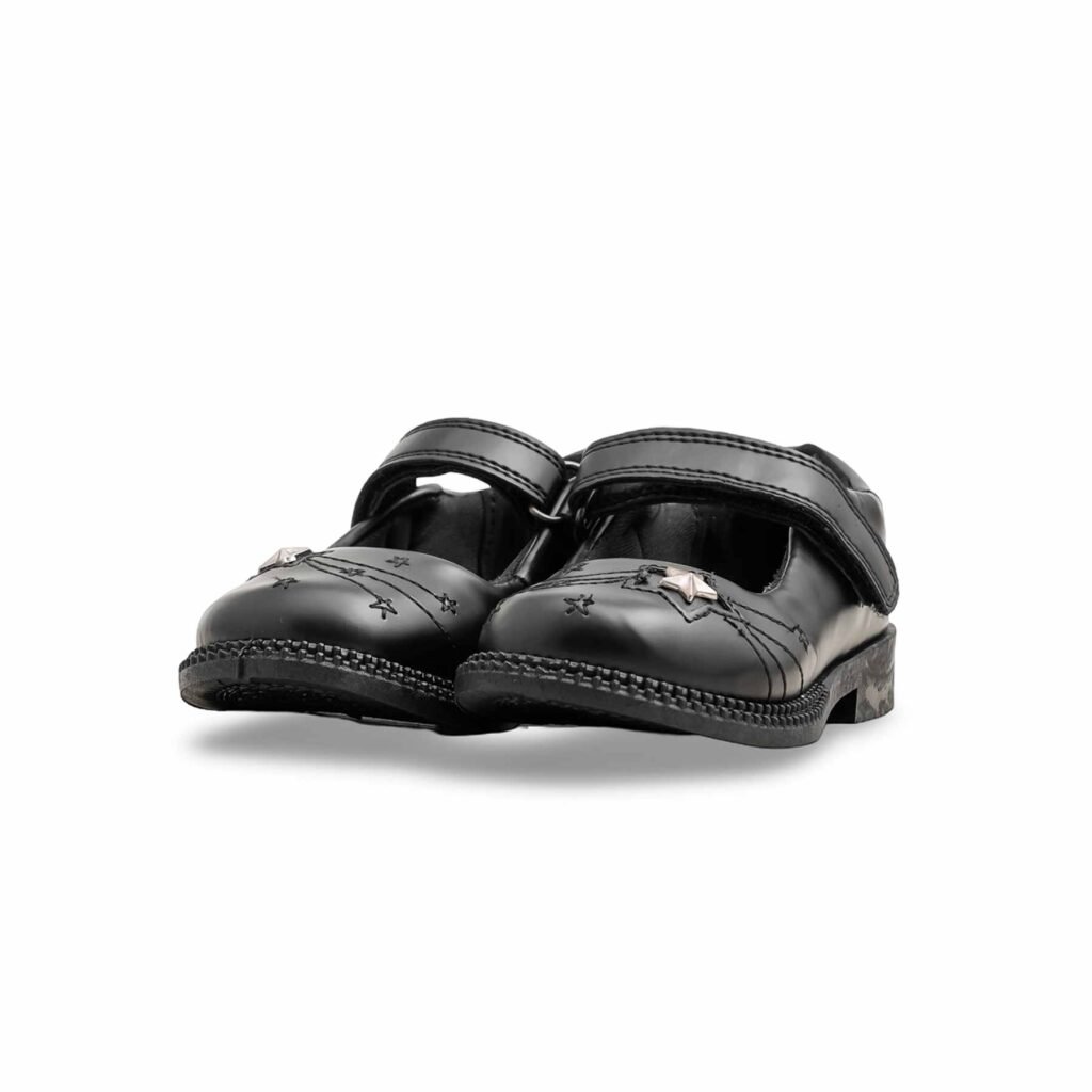 Girls Black Velcro Strap School Shoes SK0086 - view 2