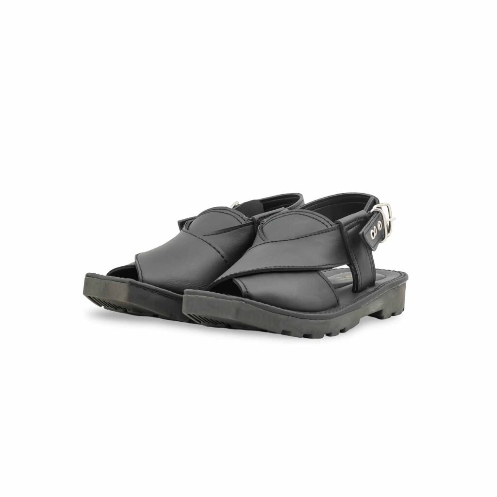 Boys Black Peshawari Chappal KD2656 - view 2