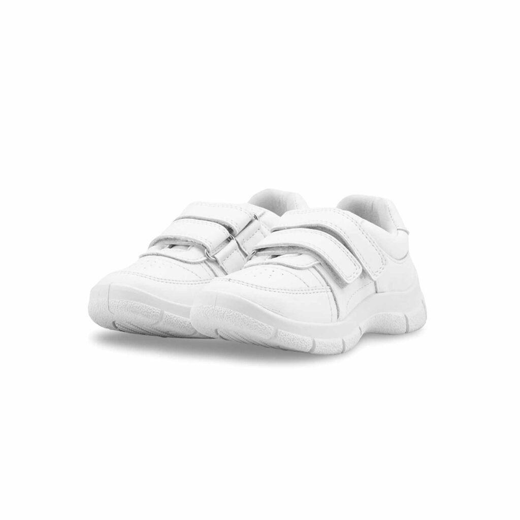 Boys White Dual Strap Schools Shoes WKS035 - view 2
