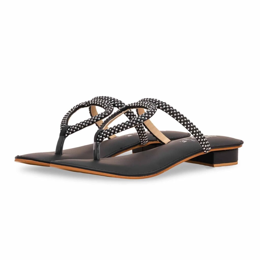 Black Fancy Chappal For Women FN0746 - view 2