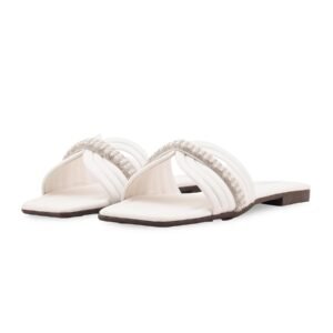 White Casual Slipper For Women CL2247 - view 2