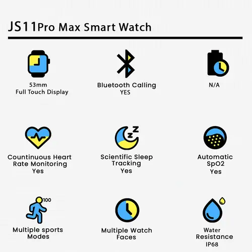 JS11 Pro Max Smart Watch in Orange — side view