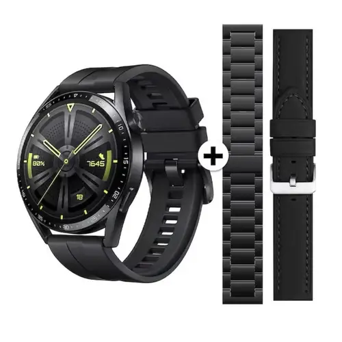 Kalobee SK37 Screen Smart Watch With 3 Straps in Black — front view