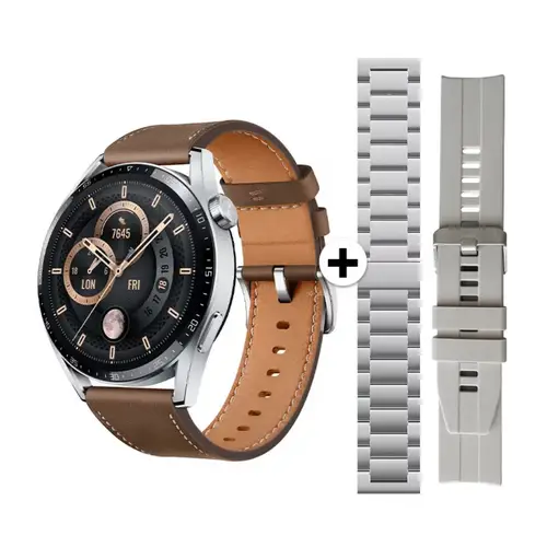 Kalobee SK37 Screen Smart Watch With 3 Straps in Silver — front view