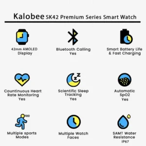 Kalobee SK42 Premium Series Smart Watch in Black — side view