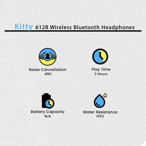 Kitty 612B Wireless Bluetooth Headphones in Pink — side view