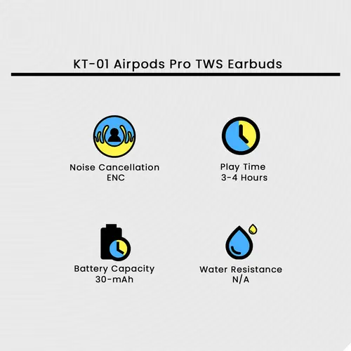 KT-01 Airpods Pro TWS Earbuds in White — side view