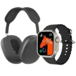 P9 Ultra 2 Smart Watch Combo With Headphones in Silver — front view