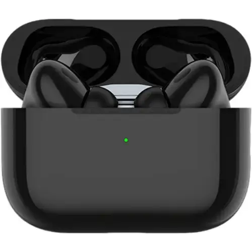 PW-24 With Silicon Pouch TWS Wireless Earbuds in Black — front view