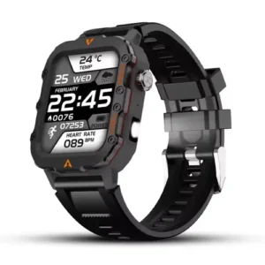 Q11 Rough LED Flashlight Smart Watch in Black — front view