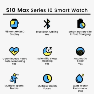S10 Max Series 10 Smart Watch in Black — side view